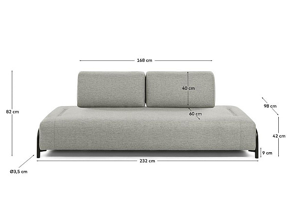 Диван 3-местный La Forma COMPO S583BB12 Бежевый-11