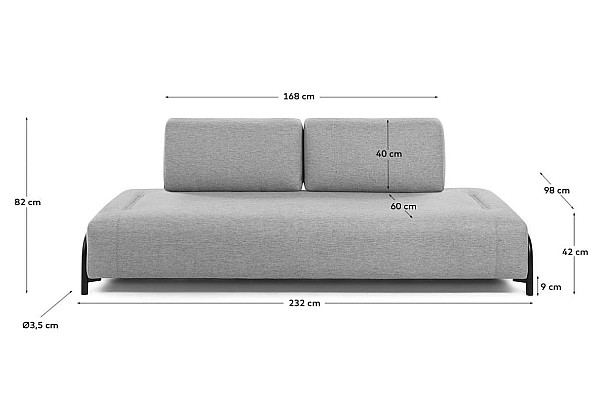 Диван 3-місний La Forma COMPO S583BB14 Світло-сірий-11