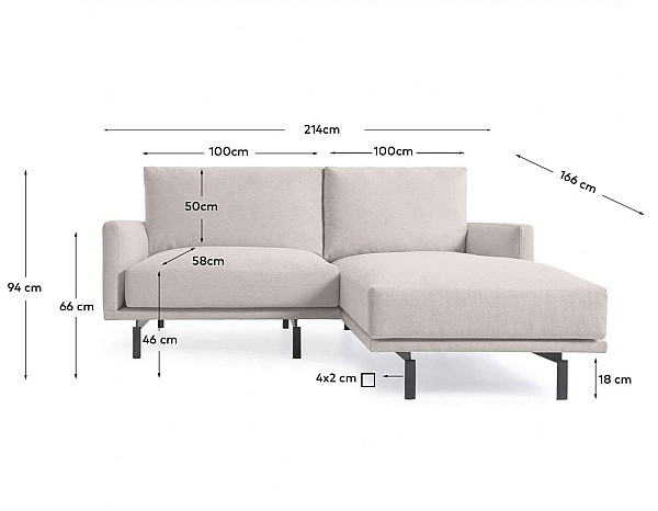 Кутовий диван 3-місний з правим шезлонгом La Forma GALENE S801_42D_GR39 Бежевий 214 см-11
