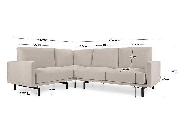 Кутовий диван 3-місний La Forma GALENE S801_52_GR39 Бежевий 207х267 см-9