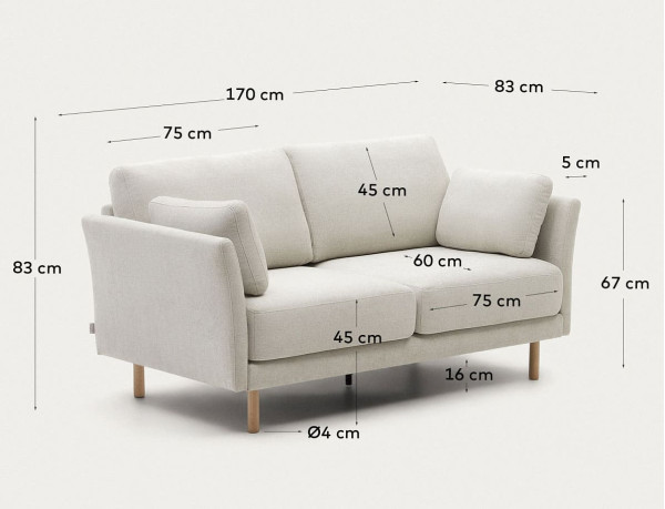 Диван 2-місний La Forma GILMA S79320TB12 Бежева тканина шеніл-10