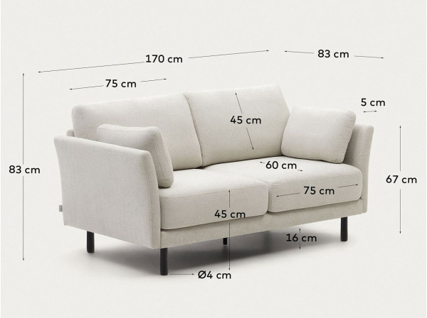 Диван 2-местный La Forma GILMA S79321TB12 Бежевый ткань шенилл-10