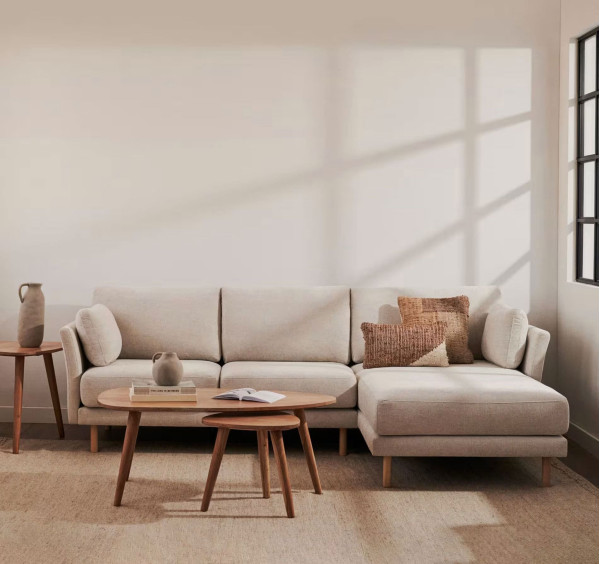 Кутовий диван 3-місний La Forma GILMA S79340TB12 Бежева тканина шеніл-1