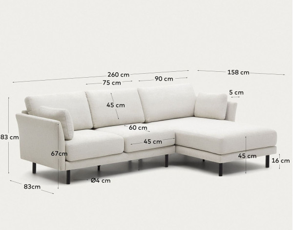 Кутовий диван 3-місний La Forma GILMA S79341TB12 Бежева тканина шеніл-10