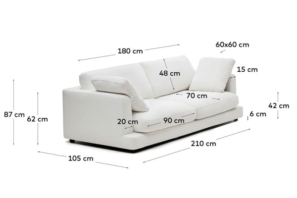 Диван 3-местный La Forma Gala S821_30_SE05 Белый-15