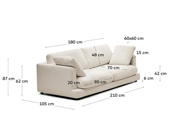 Диван 3-місний La Forma Gala S821_30_SE12 Бежевий-13