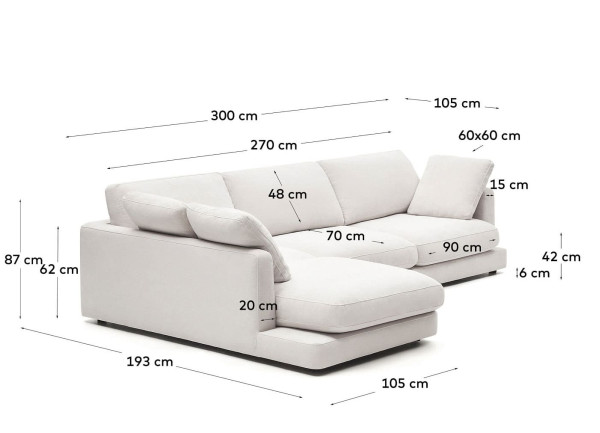 Угловой диван 4-местный с левым шезлонгом La Forma Gala S821_40_SE05 Белый-14