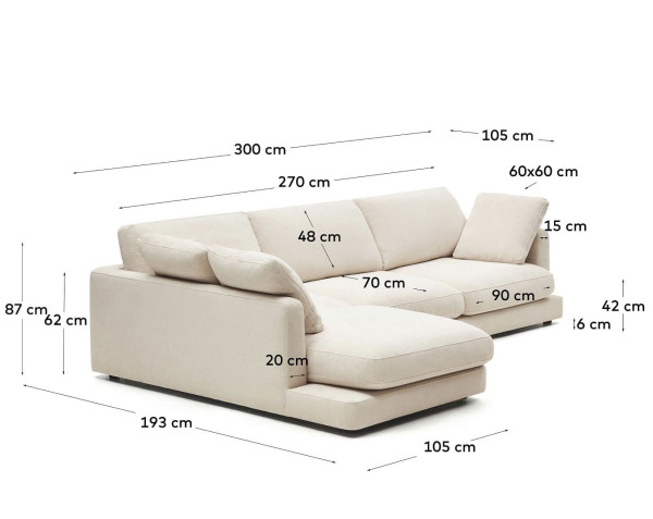 Кутовий диван 4-місний з лівим шезлонгом La Forma Gala S821_40_SE12 Бежевий-14