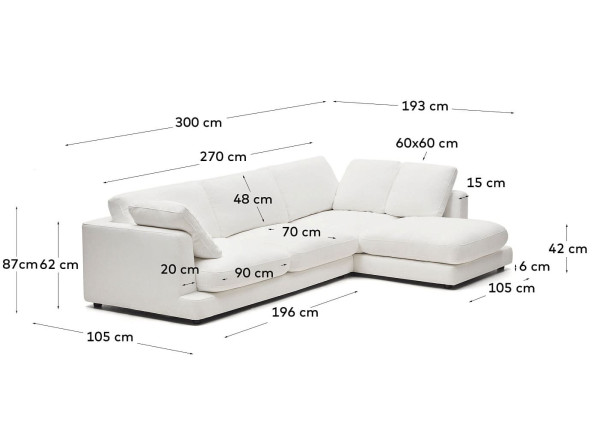 Кутовий диван 4-місний з правим шезлонгом La Forma Gala S821_41_SE05 Білий-13