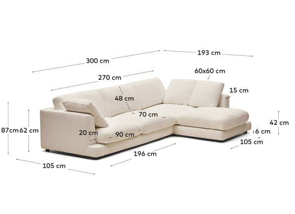 Кутовий диван 4-місний з правим шезлонгом La Forma Gala S821_41_SE12 Бежевий-14