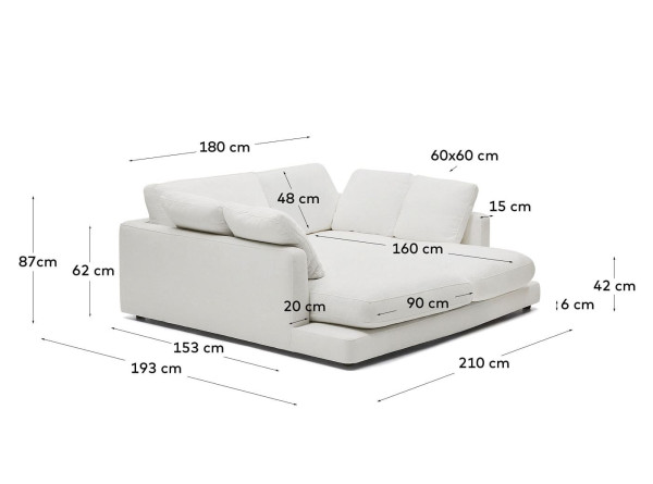 Диван 3-местный c двойным шезлонгом La Forma Gala S821_42_SE05 Белый-7