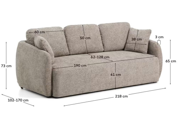 Диван раскладной 3-местный La Forma Laira S00155LG11 Топо 218 см-8