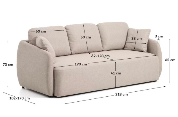 Диван розкладний 3-місний La Forma Laira S00163AU12 Бежевий 218 см-10