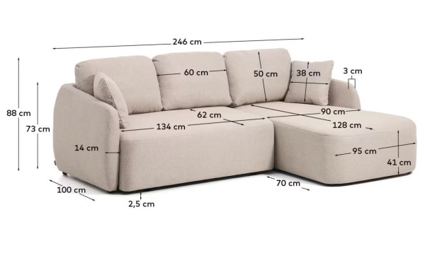 Угловой диван раскладной 3-местный La Forma Laira S00164AU12 Бежевый 246 см-9