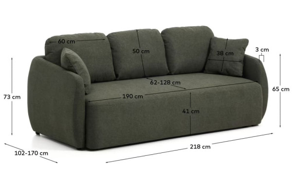 Диван розкладний 3-місний La Forma Laira S00171AU19 Зелений 218 см-9
