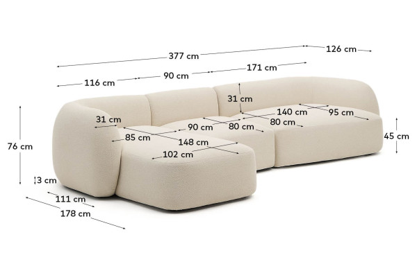 Диван 4-местный La Forma MARTINA S84371NR39 377х178 см-9