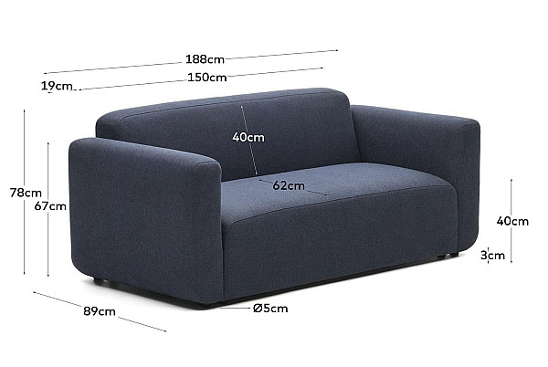 Модульный 2-местный диван La Forma NEOM S82620AU25 Синий-11