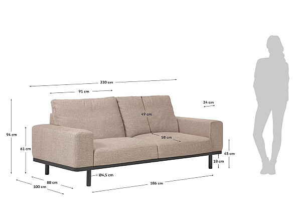 Диван 3-местный La Forma NOA S707GC12 Бежевый-8