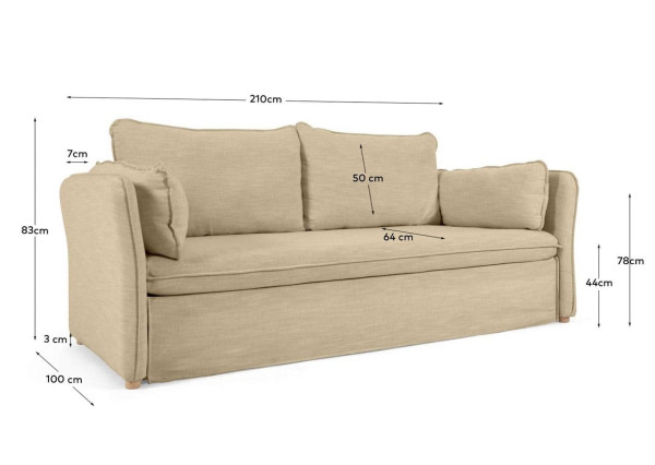 Диван раскладной La Forma TANIT S799_60_SN12 Бежевый 210 см-10