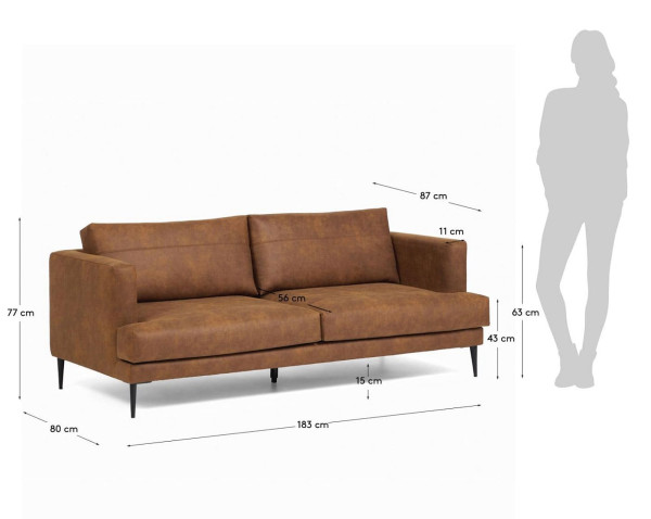 Диван 2-местный La Forma VINNY S490PT86 Светло-коричневый 183 см-11