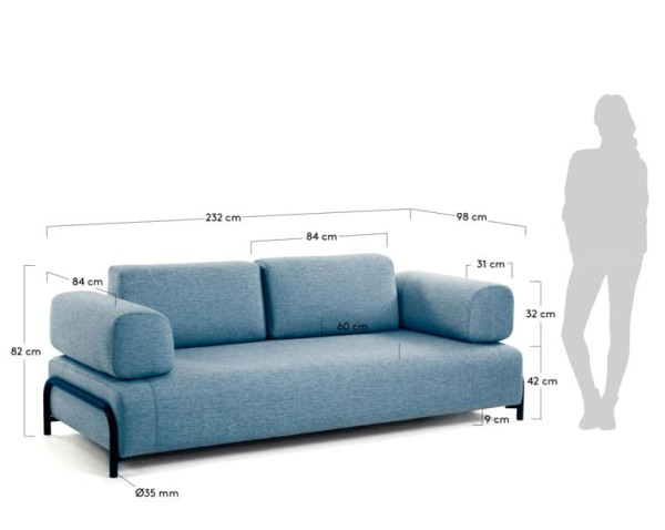 Диван 3-місний La Forma COMPO S589BB26 Синій-12
