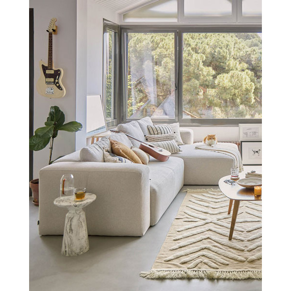 Кутовий диван 4-місний з правим шезлонгом La Forma BLOK S573GR39 Бежевий 330 см-1