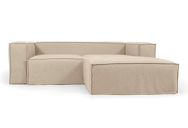 Кутовий диван 2-місний з правим шезлонгом La Forma BLOK S574SN12 Бежевий 240 см-0
