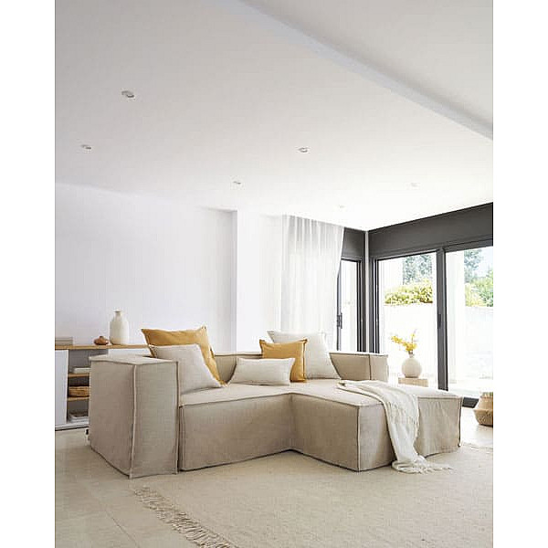 Кутовий диван 2-місний з правим шезлонгом La Forma BLOK S574SN12 Бежевий 240 см-4