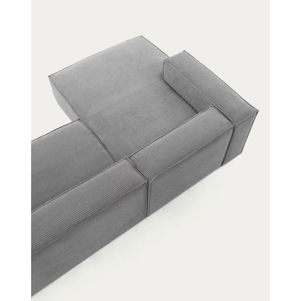 Угловой диван 3-местный с левым шезлонгом La Forma BLOK S751LN15 Серый вельвет 300 см-4