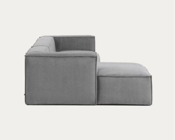 Угловой диван 3-местный с левым шезлонгом La Forma BLOK S751LN15 Серый вельвет 300 см-2