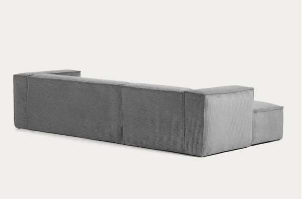 Угловой диван 3-местный с левым шезлонгом La Forma BLOK S751LN15 Серый вельвет 300 см-3