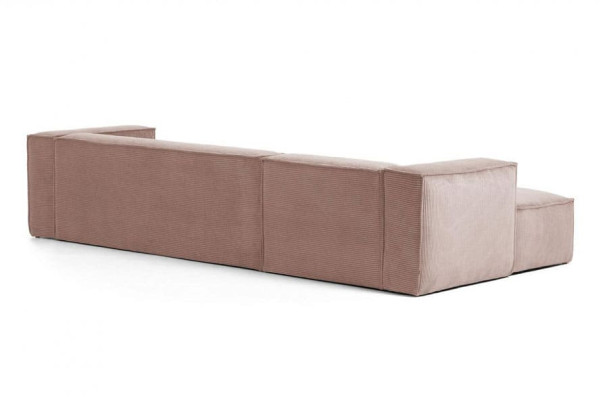Кутовий диван 3-місний з лівим шезлонгом La Forma BLOK S751LN24 Рожевий вельвет 300 см-11