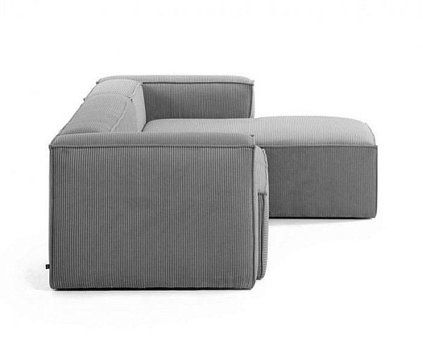 Угловой диван 3-местный с правым шезлонгом La Forma BLOK S752LN15 Серый вельвет 300 см-6