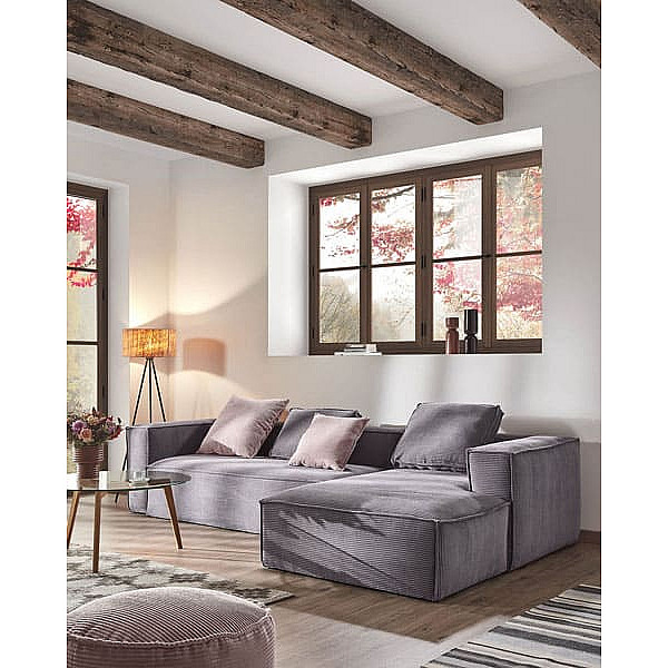 Угловой диван 3-местный с правым шезлонгом La Forma BLOK S752LN15 Серый вельвет 300 см-1