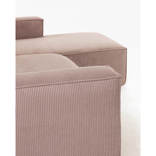 Кутовий диван 3-місний з правим шезлонгом La Forma BLOK S752LN24 Рожевий вельвет 300 см-3