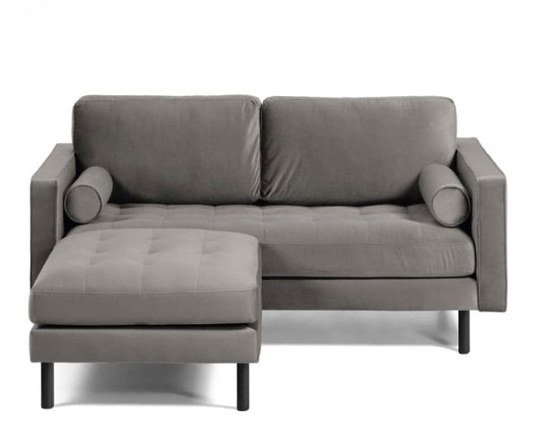 Диван 2-местный с подставкой для ног La Forma BOGART S663JU03 Серый бархат 182 см-1