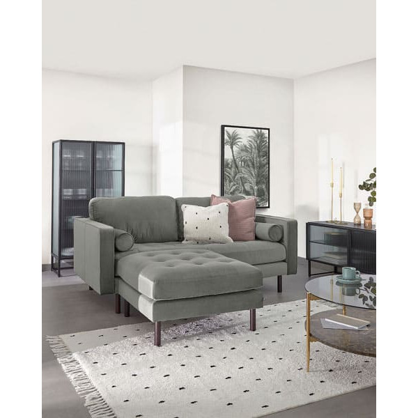 Диван 2-местный с подставкой для ног La Forma BOGART S663JU03 Серый бархат 182 см-2