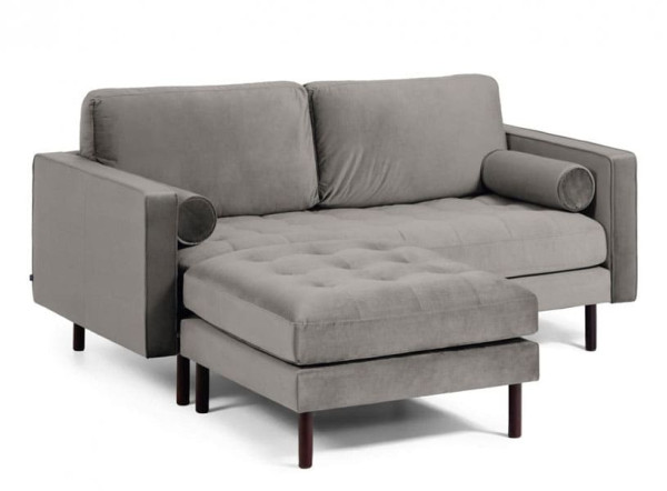 Диван 2-местный с подставкой для ног La Forma BOGART S663JU03 Серый бархат 182 см-0