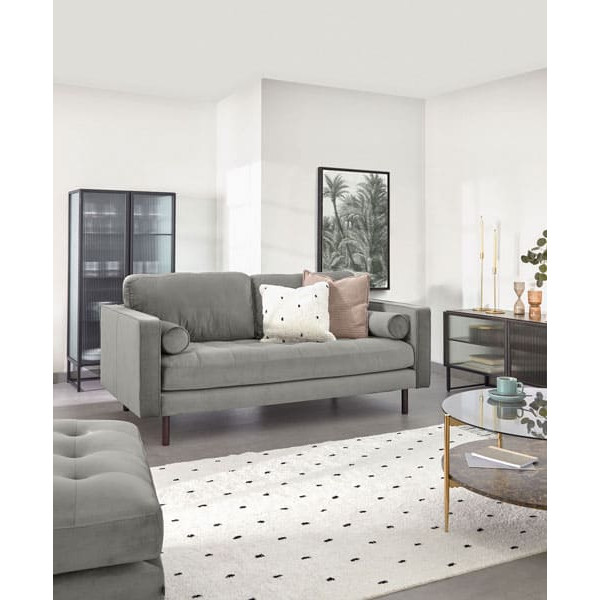 Диван 2-местный с подставкой для ног La Forma BOGART S663JU03 Серый бархат 182 см-3