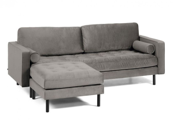 Диван 3-місний з підставкою для ніг La Forma BOGART S664JU03 Сірий оксамит 222 см-1