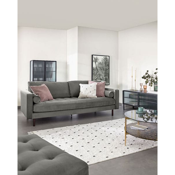 Диван 3-місний з підставкою для ніг La Forma BOGART S664JU03 Сірий оксамит 222 см-4