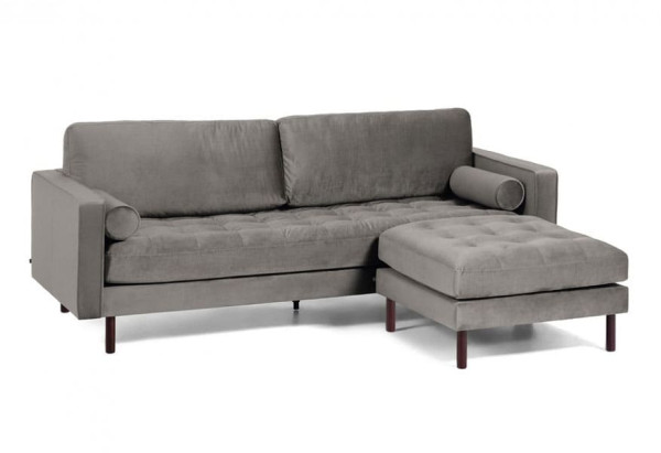 Диван 3-місний з підставкою для ніг La Forma BOGART S664JU03 Сірий оксамит 222 см-0