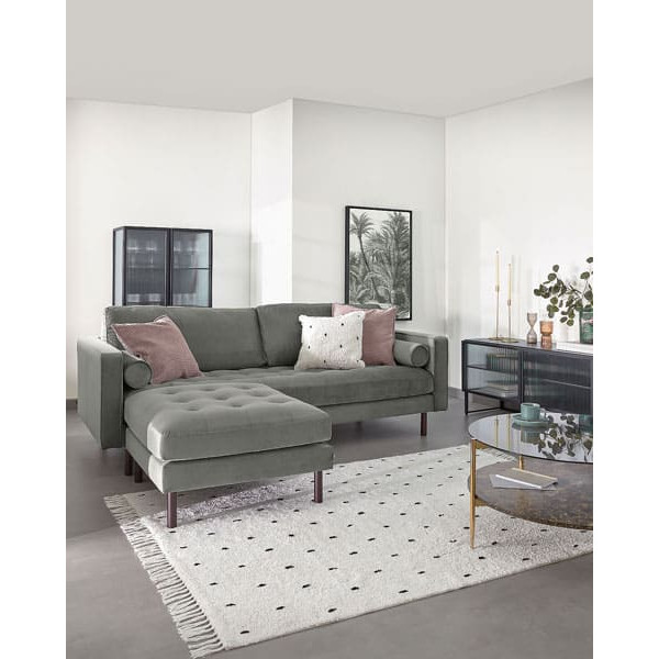 Диван 3-місний з підставкою для ніг La Forma BOGART S664JU03 Сірий оксамит 222 см-5