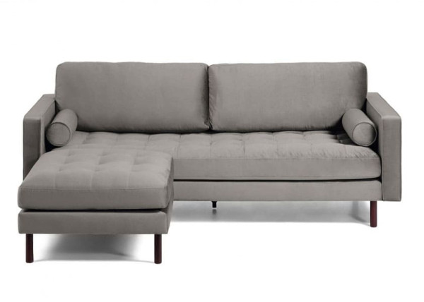 Диван 3-місний з підставкою для ніг La Forma BOGART S664JU03 Сірий оксамит 222 см-3