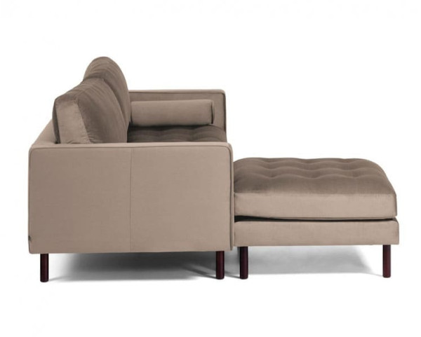 Диван 3-місний з підставкою для ніг La Forma BOGART S664JU85 Бежевий оксамит 222 см-4