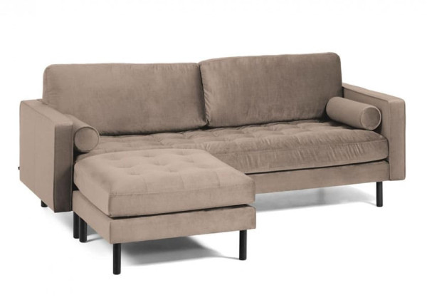 Диван 3-місний з підставкою для ніг La Forma BOGART S664JU85 Бежевий оксамит 222 см-1