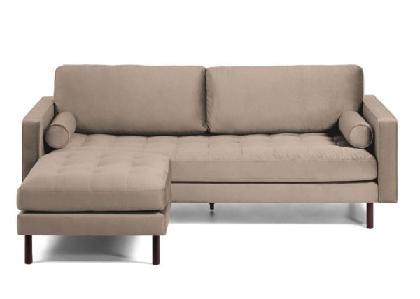 Диван 3-місний з підставкою для ніг La Forma BOGART S664JU85 Бежевий оксамит 222 см-3