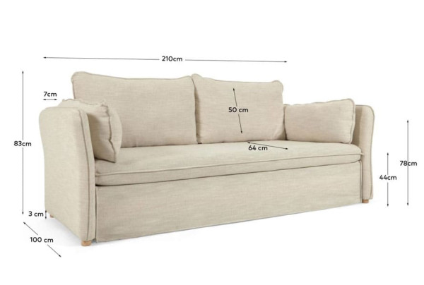 Диван раскладной La Forma TANIT S799_60_SN39 Молочный 210 см-12