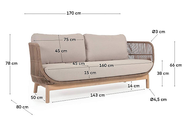 Диван La Forma CATALINA YG0195J12 3-местный Бежевый-13