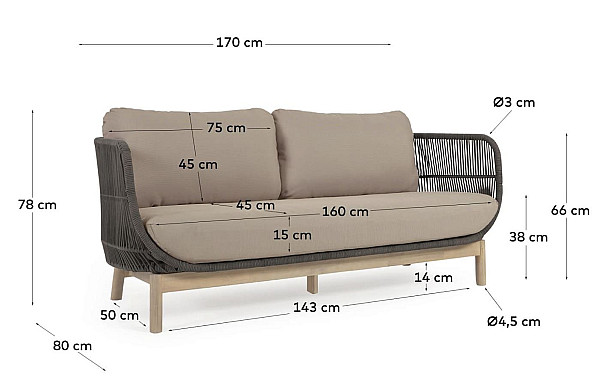 Диван La Forma CATALINA YG0195J19 3-місний Зелений-11